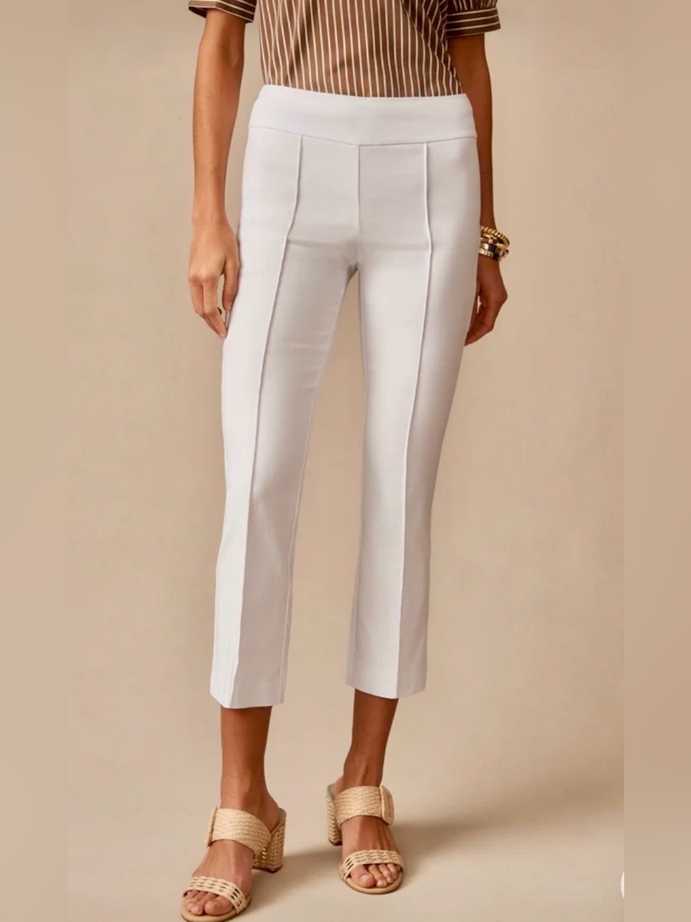J. McLaughlin Ivy White Cropped Front-Seam Pull-On Pants 2